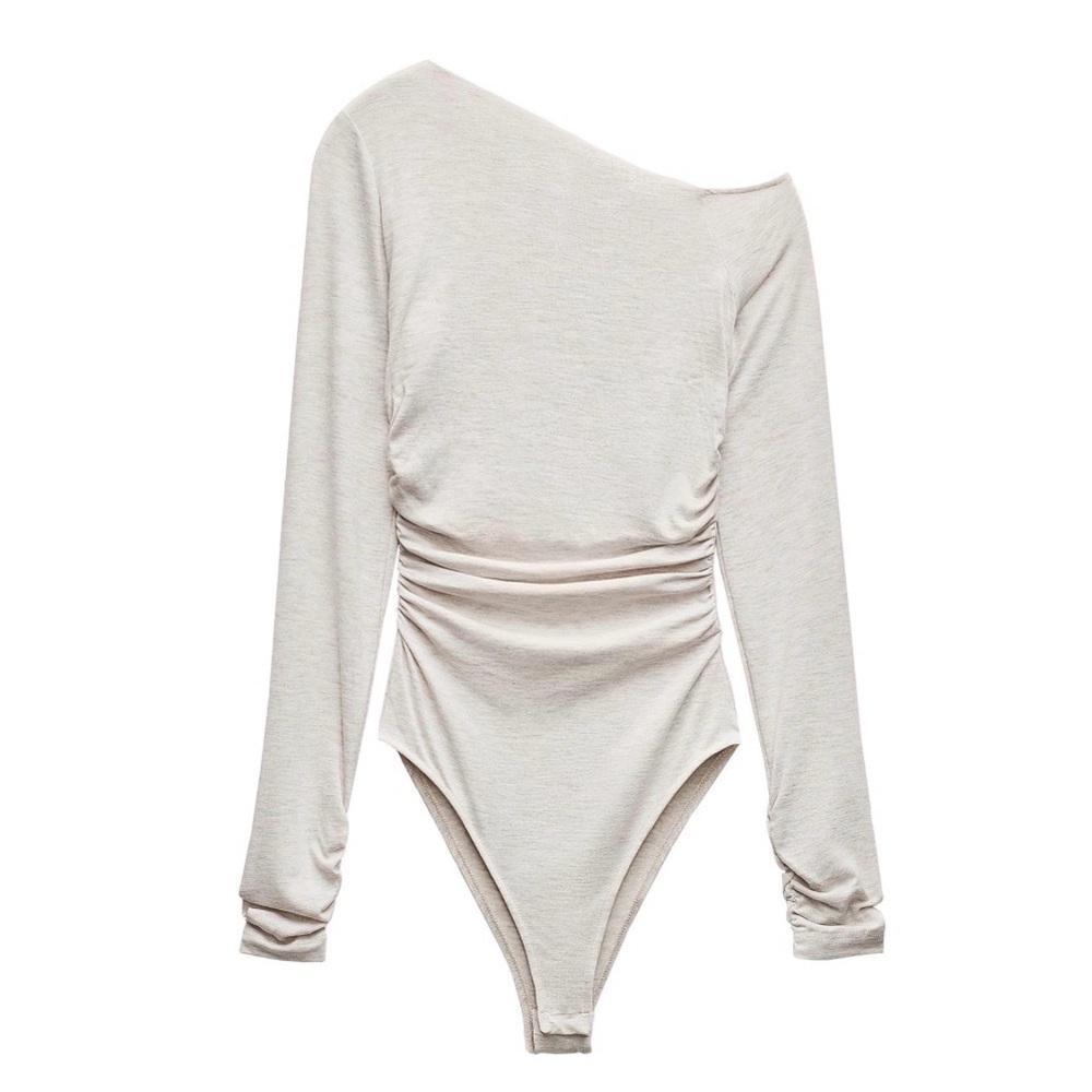 Zara Cream One-Shoulder Bodysuit
